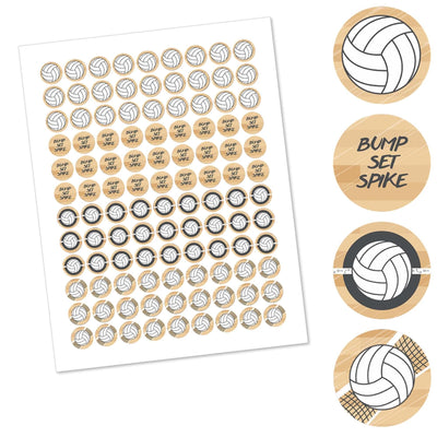 Bump, Set, Spike - Volleyball - Round Candy Labels Party Favors - Fits Hershey's Kisses - 108 ct