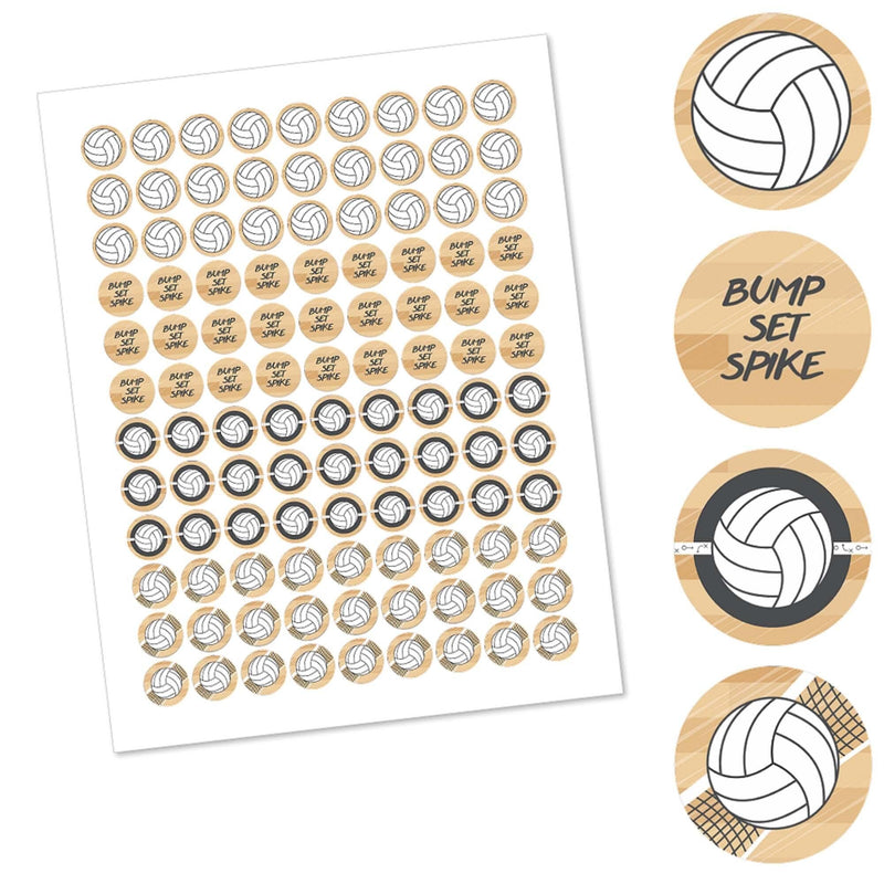 Bump, Set, Spike - Volleyball - Round Candy Labels Party Favors - Fits Hershey&