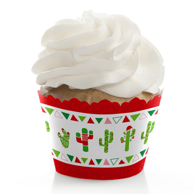 Merry Cactus - Christmas Cactus Party Decorations - Party Cupcake Wrappers - Set of 12