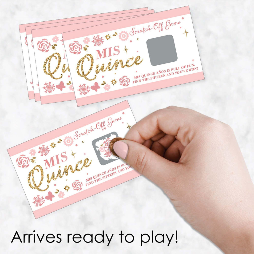 Mis Quince Anos - Quinceanera Sweet 15 Birthday Party Game Scratch Off Cards - 22 ct