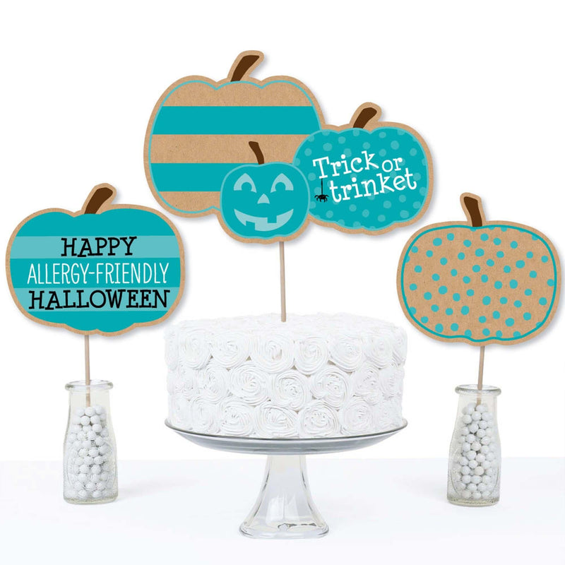 Teal Pumpkin - Halloween Allergy Friendly Trick or Trinket Centerpiece Sticks - Table Toppers - Set of 15
