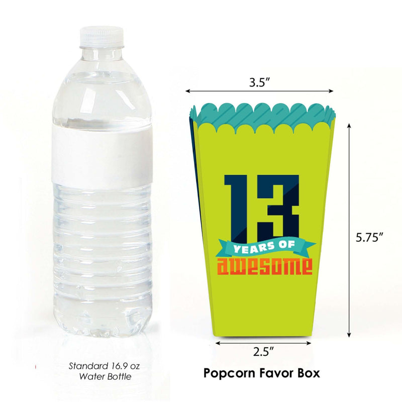 Boy 13th Birthday - Official Teenager Birthday Party Favor Popcorn Treat Boxes - Set of 12