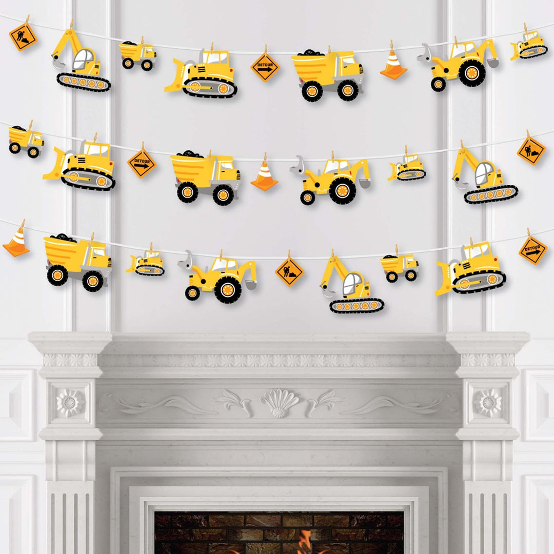 Dig It - Construction Party Zone - Baby Shower or Birthday Party DIY Decorations - Clothespin Garland Banner - 44 Pieces