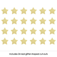 Gold Glitter Star - No-Mess Real Gold Glitter Cut-Outs - Party Confetti - Set of 24
