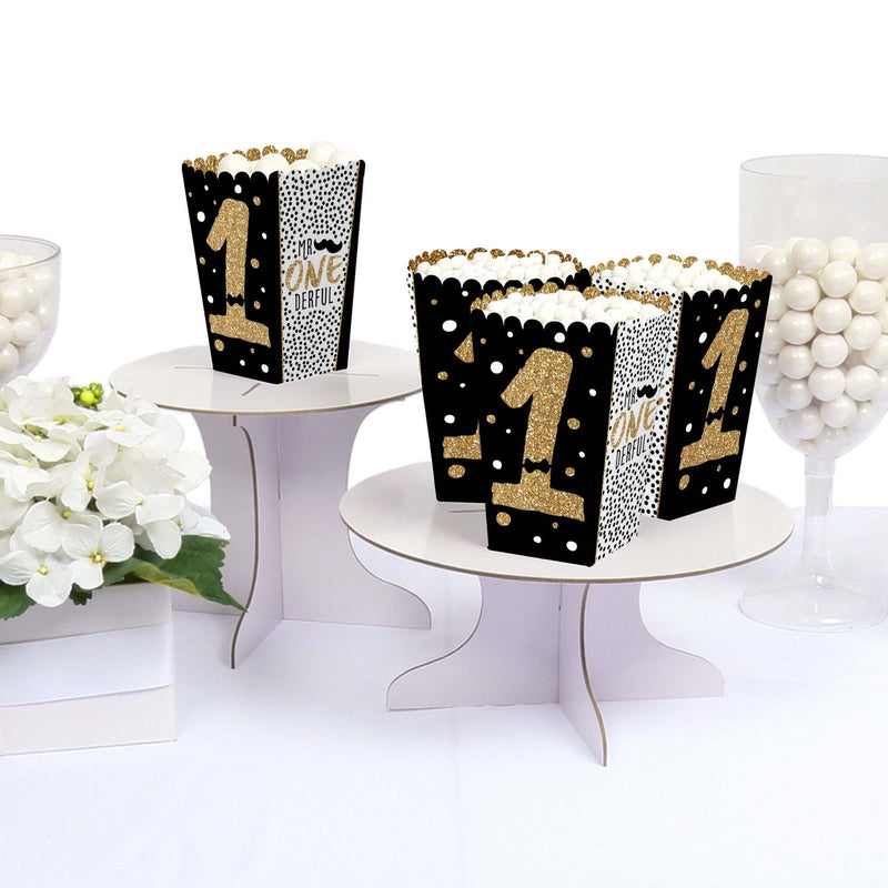 1st Birthday Little Mr. Onederful - Boy First Birthday Party Favor Popcorn Treat Boxes - Set of 12