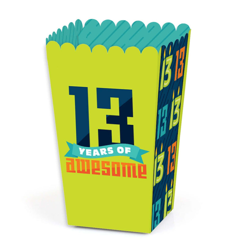 Boy 13th Birthday - Official Teenager Birthday Party Favor Popcorn Treat Boxes - Set of 12