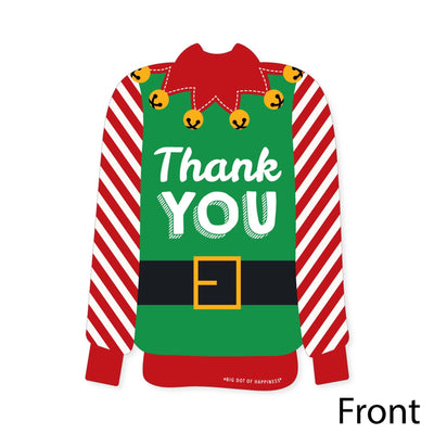 Ugly Sweater - Shaped Thank You Cards - Holiday and Christmas Party Thank You Note Cards with Envelopes - Set of 12