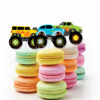 Smash and Crash - Monster Truck - Dessert Cupcake Toppers - Boy Birthday Party Clear Treat Picks - Set of 24