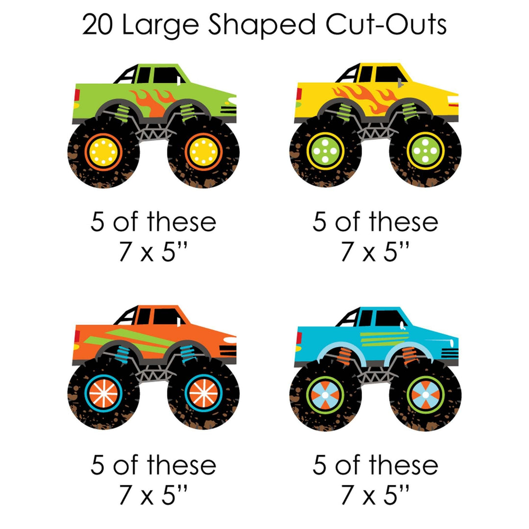 Smash and Crash - Monster Truck - Boy Birthday Party DIY Decorations - Clothespin Garland Banner - 44 Pieces