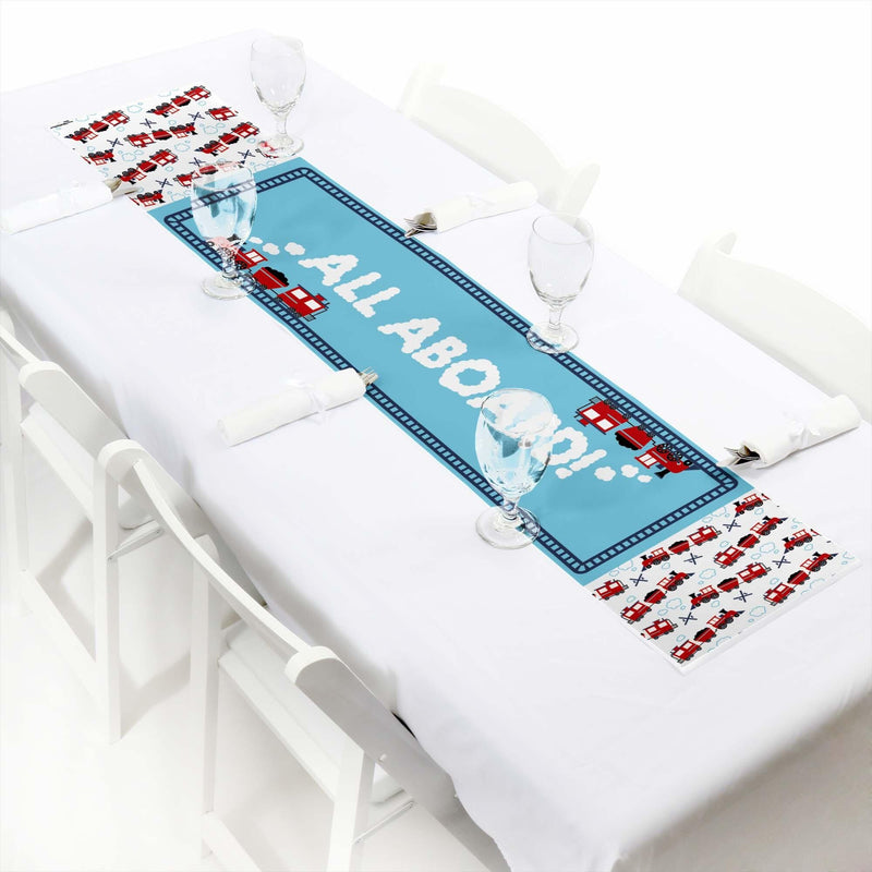 Railroad Party Crossing - Petite Steam Train Birthday Party or Baby Shower Paper Table Runner - 12" x 60"