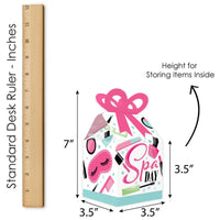 Spa Day - Square Favor Gift Boxes - Girls Makeup Party Bow Boxes - Set of 12
