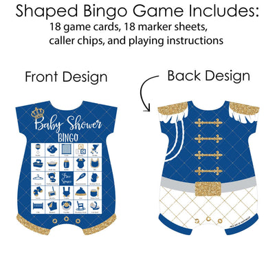 Royal Prince Charming - Picture Bingo Cards and Markers - Baby Shower Shaped Bingo Game - Set of 18