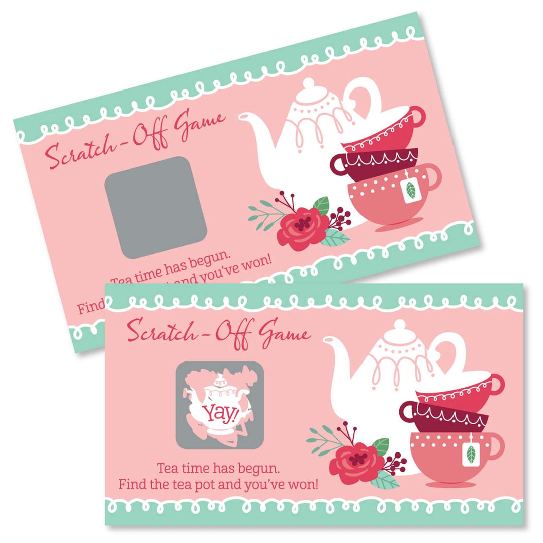 Floral Let's Par-Tea - Garden Tea Party Game Scratch Off Cards - 22 Count