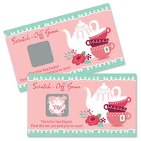 Floral Let's Par-Tea - Garden Tea Party Game Scratch Off Cards - 22 Count
