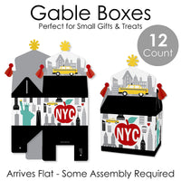NYC Cityscape - Treat Box Party Favors - New York City Party Goodie Gable Boxes - Set of 12