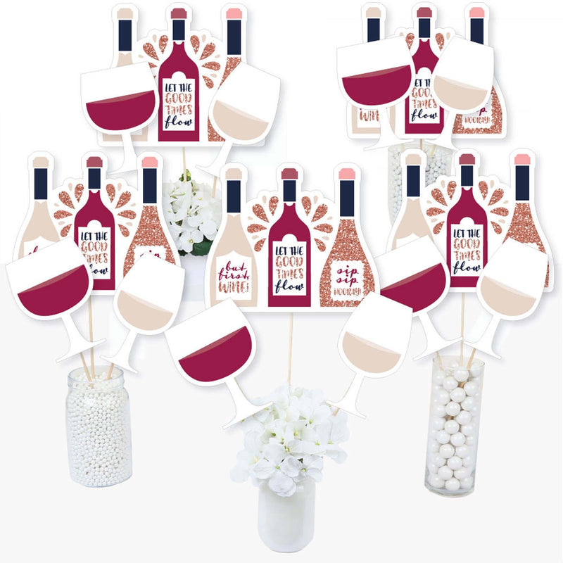 But First, Wine - Wine Tasting Party Centerpiece Sticks - Table Toppers - Set of 15
