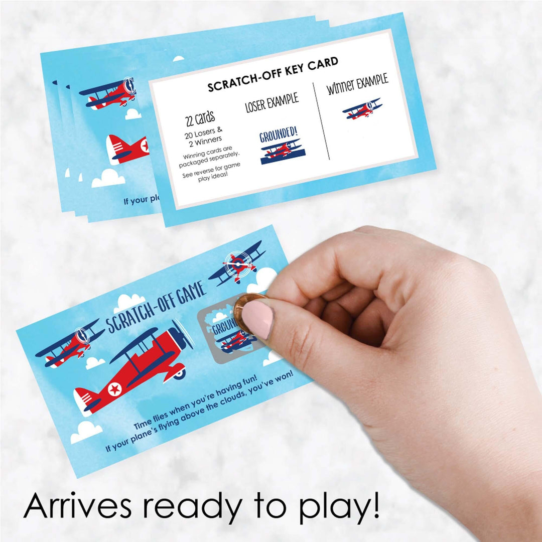 Taking Flight - Airplane - Vintage Plane Baby Shower or Birthday Party Scratch Off Cards - 22 Count