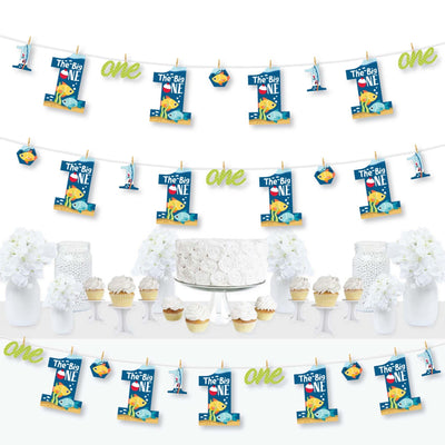 1st Birthday Reeling in the Big One - Fish First Birthday Party DIY Decorations - Clothespin Garland Banner - 44 Pieces