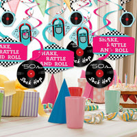 50's Sock Hop - 1950s Rock N Roll Party Hanging Decor - Party Decoration Swirls - Set of 40