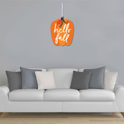 Fall Pumpkin - Hanging Porch Halloween or Thanksgiving Party Outdoor Decorations - Front Door Decor - 1 Piece Sign