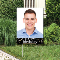 Adult Happy Birthday - Gold - Photo Yard Sign - Birthday Party Decorations