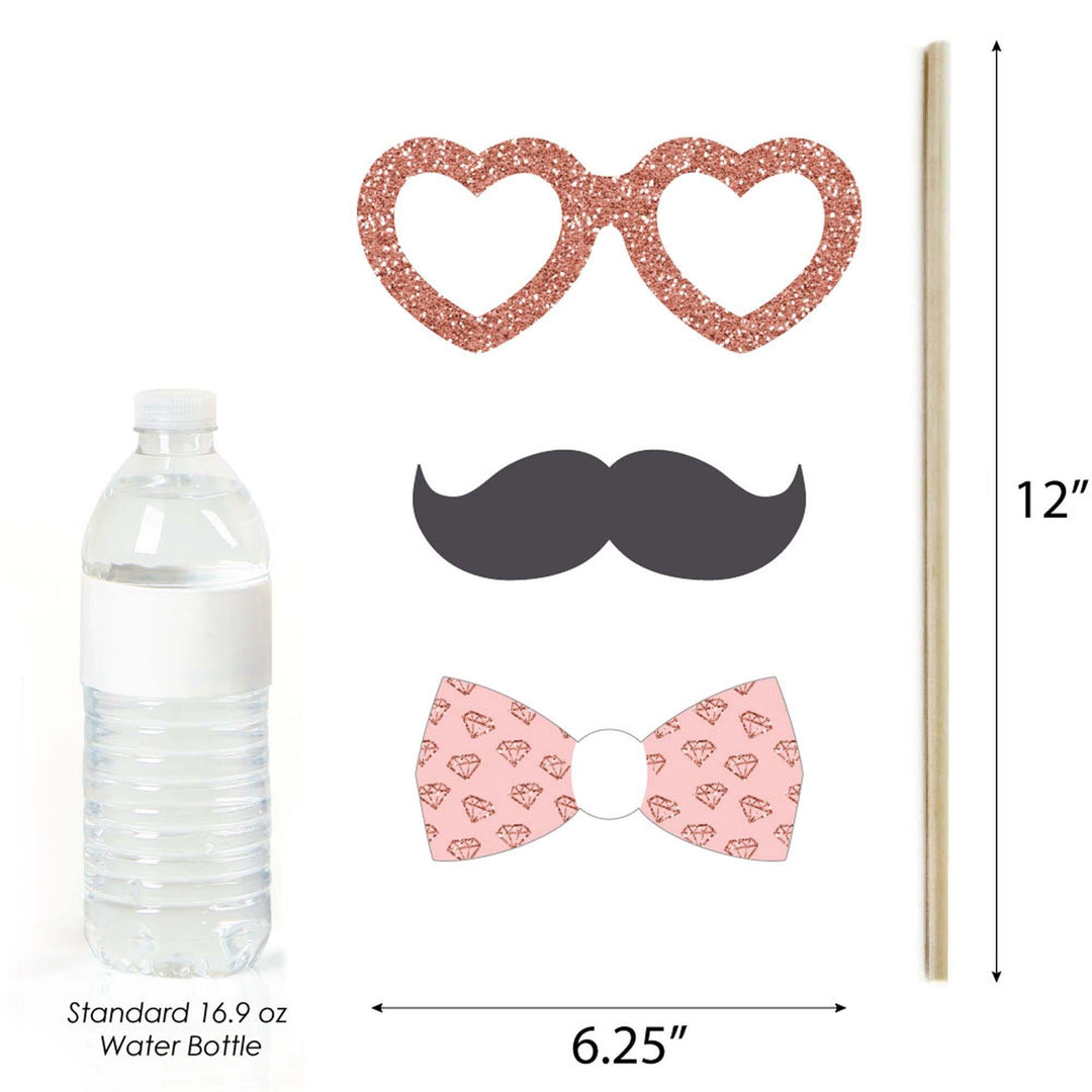 Bride Squad - Rose Gold Bridal Shower or Bachelorette Party Photo Booth Props Kit - 20 Count