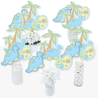 Baby Boy Dinosaur - Baby Shower or Birthday Party Centerpiece Sticks - Table Toppers - Set of 15