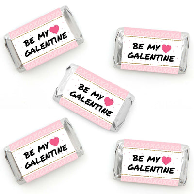 Be My Galentine - Mini Candy Bar Wrapper Stickers - Galentine's & Valentine's Day Party Small Favors - 40 Count