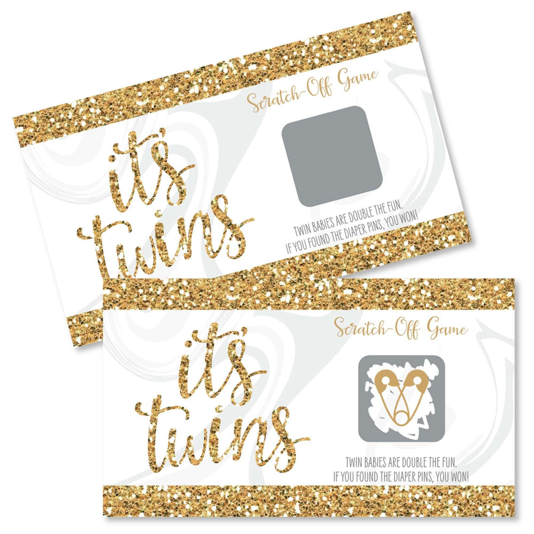 It's Twins - Gold Twins Baby Shower Game Scratch Off Cards - 22 Count