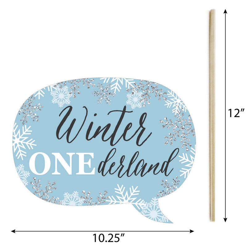 Funny ONEderland - 10 Piece Holiday Snowflake Winter Wonderland Birthday Party Photo Booth Props Kit