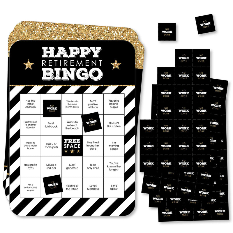 Happy Retirement - Find the Guest Bingo Cards and Markers - Retirement Party Bingo Game - Set of 18