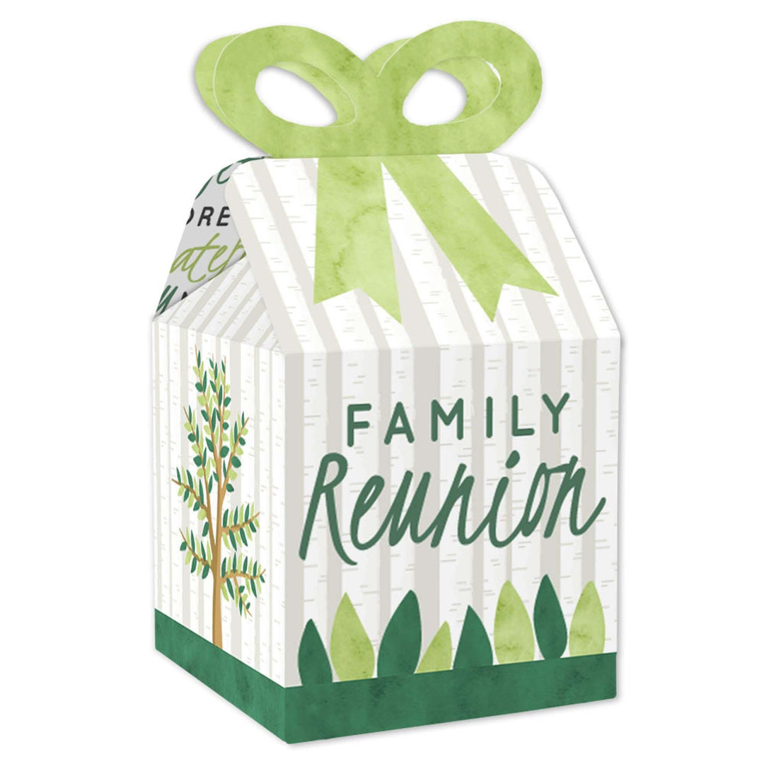 Family Tree Reunion - Square Favor Gift Boxes - Family Gathering Party Bow Boxes - Set of 12