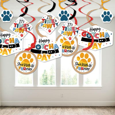 Happy Gotcha Day - Dog and Cat Pet Adoption Party Hanging Decor - Party Decoration Swirls - Set of 40