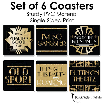 Roaring 20's - Funny 1920s Art Deco Jazz Party Decorations - Drink Coasters - Set of 6