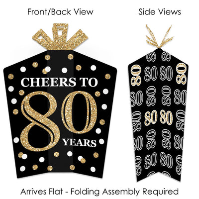 Adult 80th Birthday - Gold - Table Decorations - Birthday Party Fold and Flare Centerpieces - 10 Count