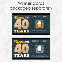 Cheers and Beers to 40 Years - 40th Birthday Party Game Scratch Off Cards - 22 Count