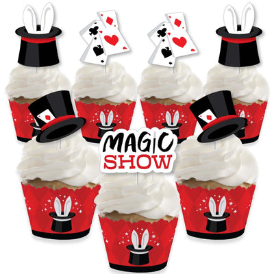 Ta-Da, Magic Show - Cupcake Decoration - Magical Birthday Party Cupcake Wrappers and Treat Picks Kit - Set of 24
