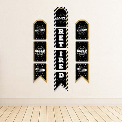 Happy Retirement - Hanging Vertical Paper Door Banners - Retirement Party Wall Decoration Kit - Indoor Door Decor