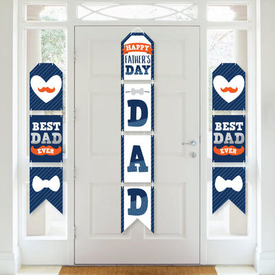 Happy Father's Day - Hanging Vertical Paper Door Banners - We Love Dad Party Wall Decoration Kit - Indoor Door Decor