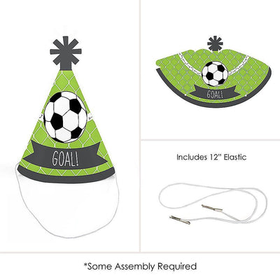 GOAAAL! - Soccer - Mini Cone Baby Shower or Birthday Party Hats - Small Little Party Hats - Set of 8