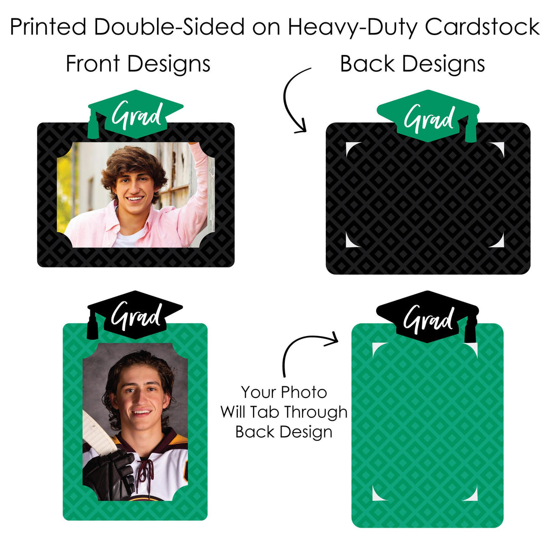Green Grad - Best is Yet to Come - Graduation Party Picture Centerpiece Sticks - Photo Table Toppers - 15 Pieces