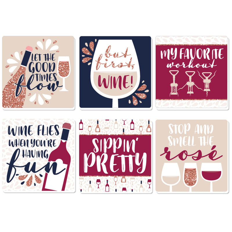 But First, Wine - Funny Wine Tasting Party Decorations - Drink Coasters - Set of 6