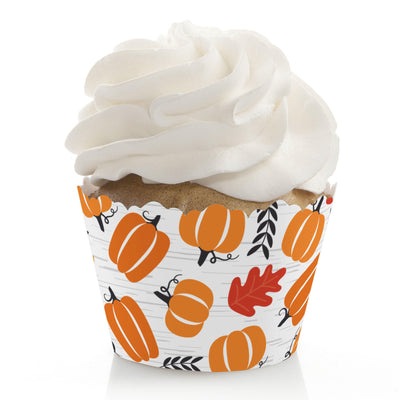 Fall Pumpkin - Halloween or Thanksgiving Party Decorations - Party Cupcake Wrappers - Set of 12