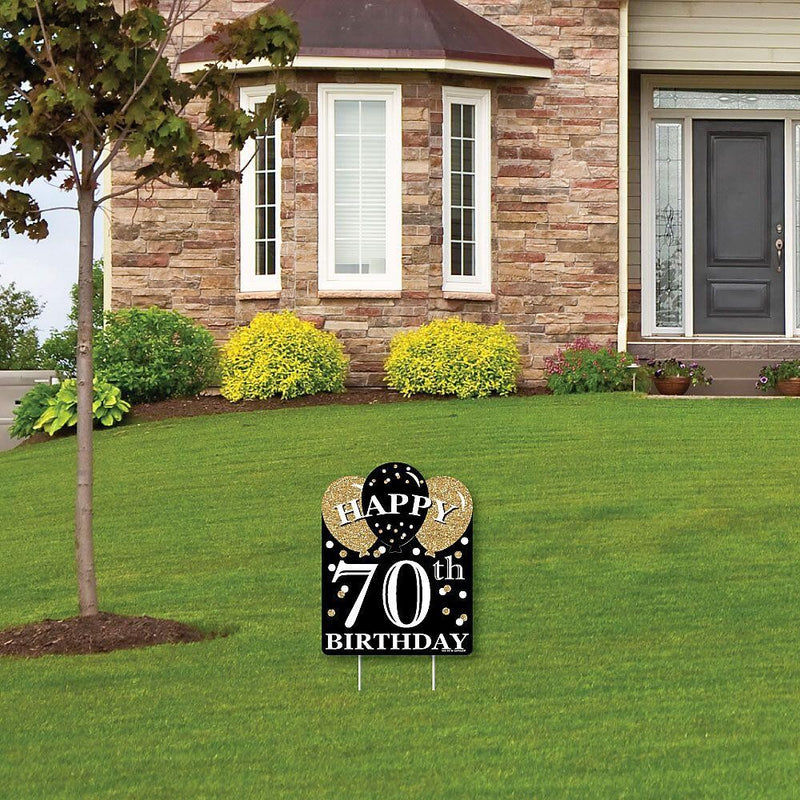 Adult 70th Birthday - Gold - Outdoor Lawn Sign - Birthday Party Yard Sign - 1 Piece