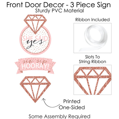 Bride Squad - Hanging Porch Rose Gold Bridal Shower or Bachelorette Party Outdoor Decorations - Front Door Decor - 3 Piece Sign