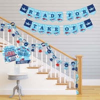 Taking Flight - Airplane - Banner and Photo Booth Decorations - Vintage Plane Baby Shower or Birthday Party Supplies Kit - Doterrific Bundle