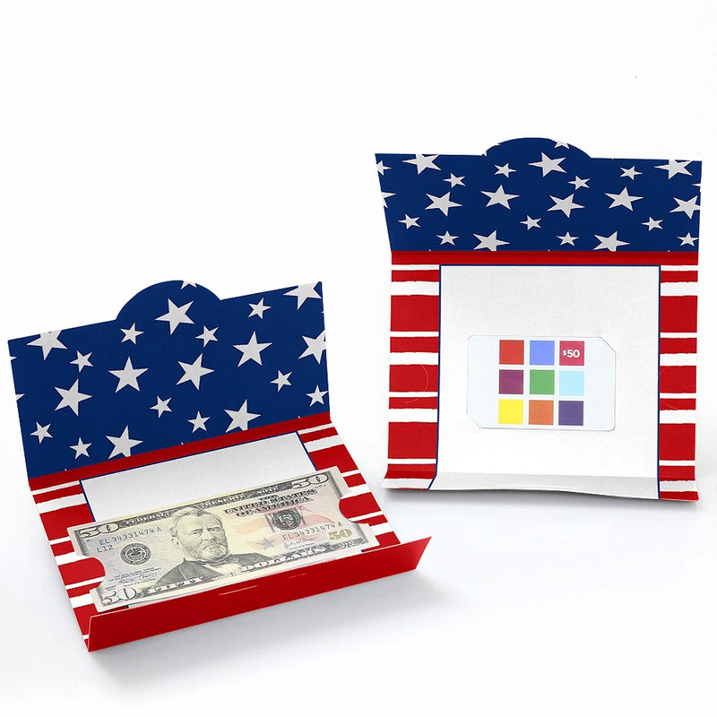 Stars & Stripes - Memorial Day, 4th of July and Labor Day USA Patriotic Party Money And Gift Card Holders - Set of 8