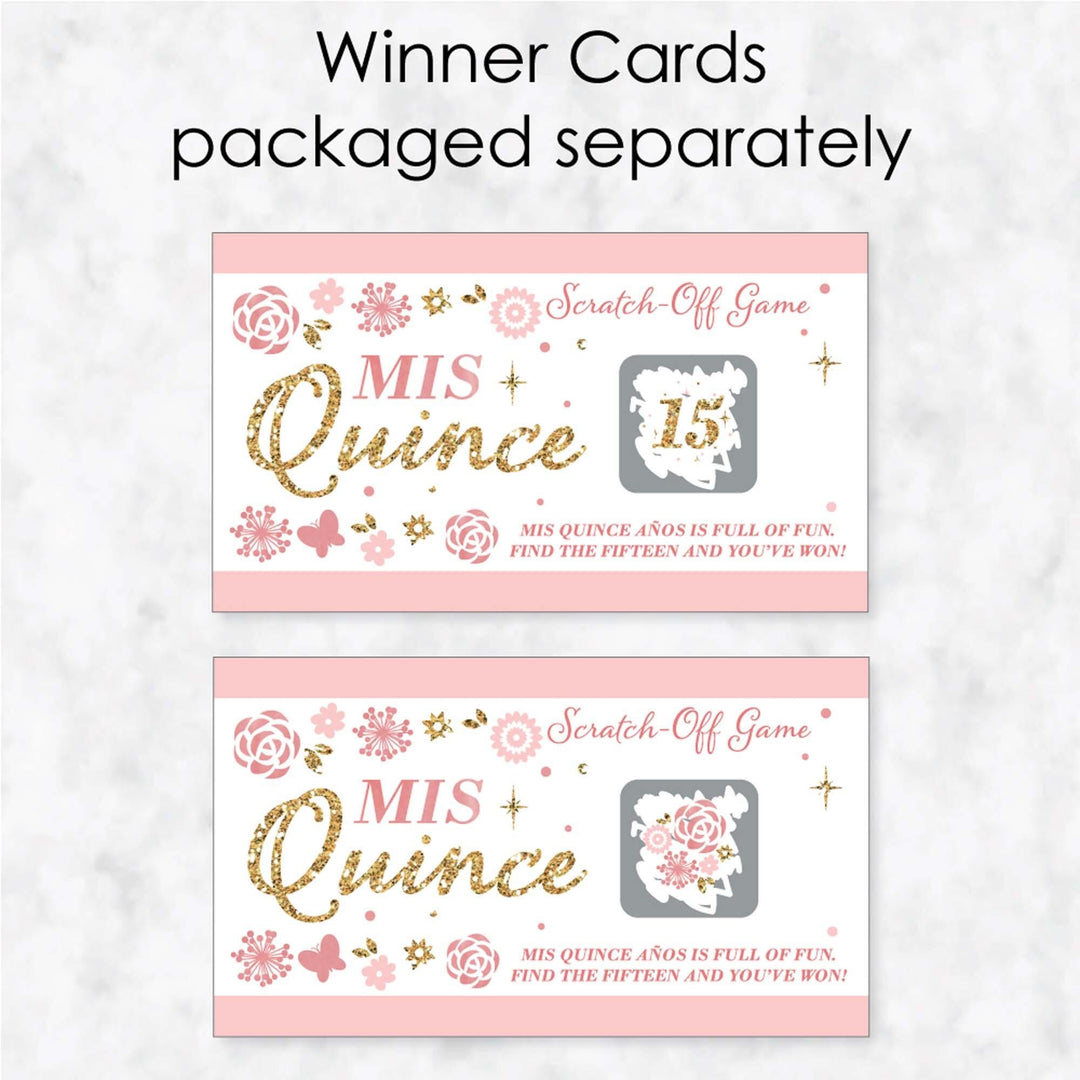 Mis Quince Anos - Quinceanera Sweet 15 Birthday Party Game Scratch Off Cards - 22 ct