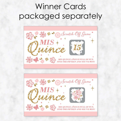 Mis Quince Anos - Quinceanera Sweet 15 Birthday Party Game Scratch Off Cards - 22 ct