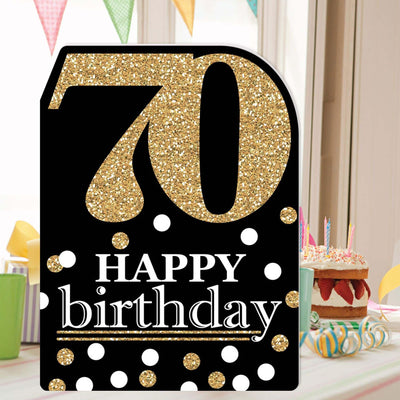 Adult 70th Birthday - Gold - Happy Birthday Giant Greeting Card - Big Shaped Jumborific Card - 16.5 x 22 inches